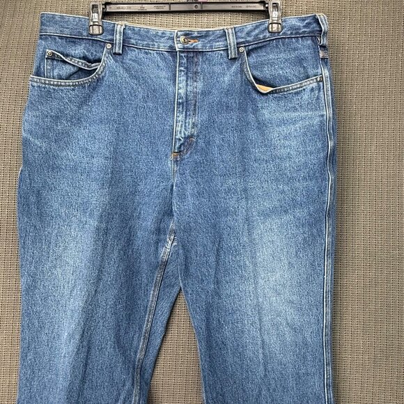 Duluth Trading Co Mens Size 40x28 Blue Relaxed Fit Denim Jeans 5 Pocket Design - Picture 10 of 11